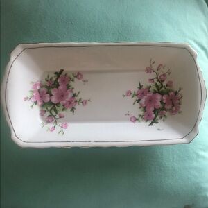 Floral Pink Blossom Ceramic Serving Tray - Home Accents